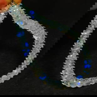 28.89 Ct Natural Blue Moonstone 5" Round Drilled Faceted Beads: Weight - 28.89 Ct / Dimensions - 4.80 - 5.20 mm / 46 Pc's / 5" Inches / Shape - Round Drilled / Clarity - Semi-Transparent / Origin - India / Treatment - None