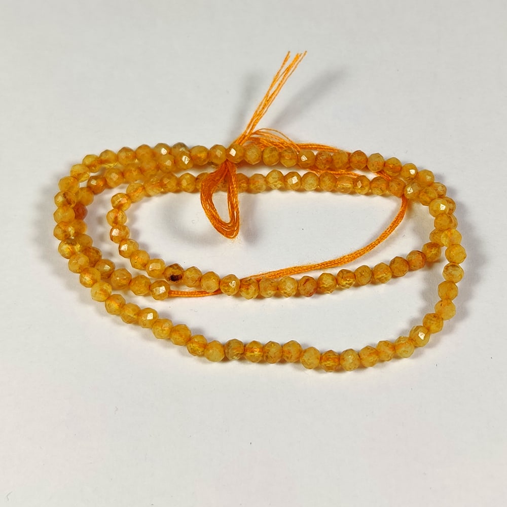 18.19 Ct Natural Carnelian Round Faceted Beads: Weight - 18.19 Ct / Dimensions - 3.00 - 3.20 mm / 115 Pc's / 12' inches / Shape - Round Beads / Transparency - Transaprent / Origin - Brazil / Treatment - None