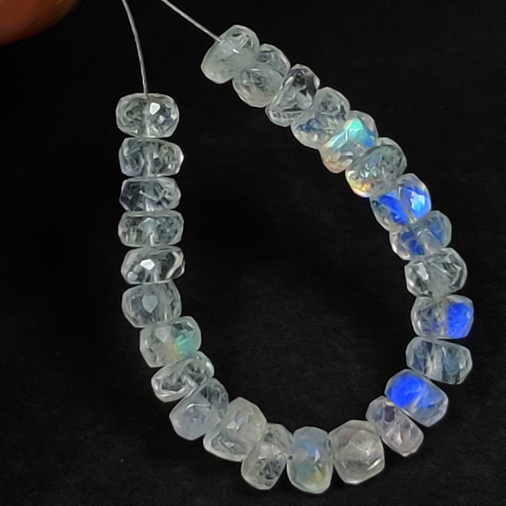 16.52 Ct Natural Blue Moonstone 3" Round Drilled Faceted Beads (1 of 2)