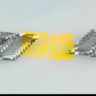 3.09 Ct Natural Yellow Citrine Square Cut Pair: Weight - 3.09 Ct / Size - 7.20 x 7.00 x 4.40 mm / 2 Pc's / Shape - Square Cut / Color - Yellow / Clarity - VVS / Origin - Brazil / Treatment - Heated