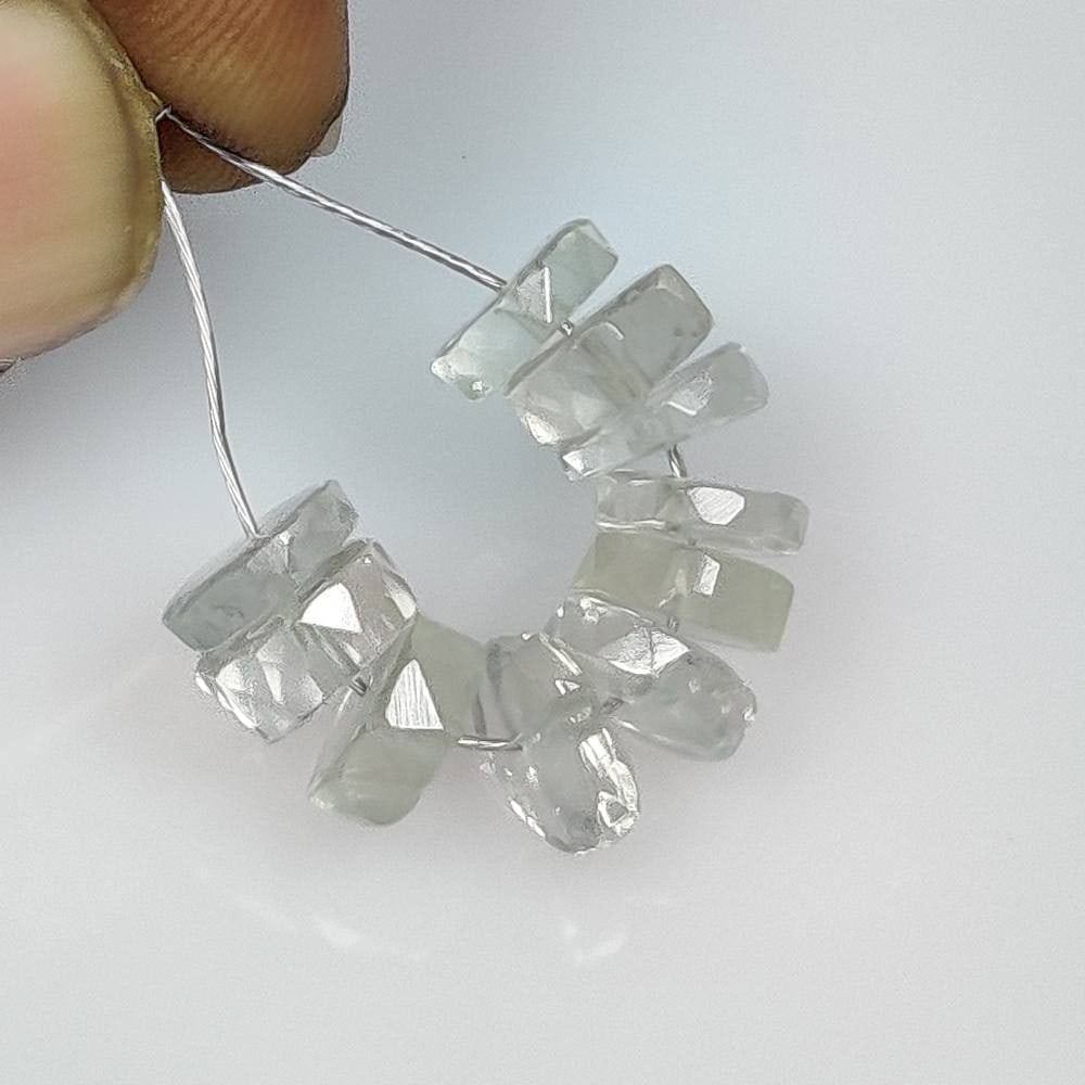 12.38 Ct Natural Green Amethyst Round Cut beads: Weight - 12.38 Ct / Size - 7.00 - 7.80 mm / 10 Pc's / Shape - Round Cut Beads / Color - Green / Clarity - VVS / Origin - Brazil / Treatment - Heated
