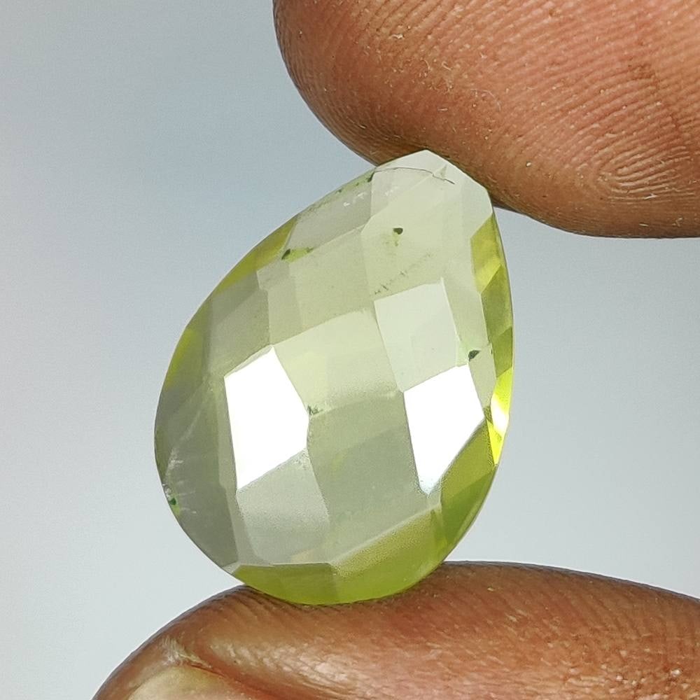 7.00 Ct Natural Lemon Quartz Pear Checkerboard Cut: Weight - 7.00 Ct / Dimensions - 17.60 x 12.50 x 5.40 mm / Top Quality Luster / Excellent Pear Cut / Origin - Brazil / Treatment - Heated