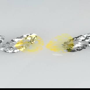 2.58 Ct Natural Yellow Citrine Pear Cut Pair: Weight - 2.58 Ct / Size - 9.10 x 6.20 x 4.20 mm / 2 Pc's / Shape - Pear Cut / Color - Yellow / Clarity - VVS / Origin - Brazil / Treatment - Heated