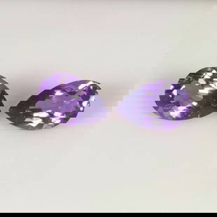 2.50 Ct Natural Purple Amethyst Pear Cut Pair: Weight - 2.50 Ct / Dimensions - 9.10 x 6.00 x 4.30 mm / 2 Pc's / Shape - Pear Cut / Color - Purple / Clarity - VVS / Origin - Brazil / Treatment - Heated