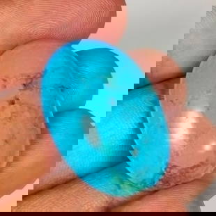 27.10 Ct Natural Blue Turquoise Oval cab: Weight - 27.10 Ct / Dimensions - 29.00 x 19.50 x 6.40 mm / Good Color / Oval cab - Ready for Jewellery Setting / Origin - Arizona / Treatment - None