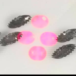 2.41 Ct Natural Pinkish Red Ruby Oval Cut Set: Weight - 2.41 Ct / Size - 5.1x4.2 - 5.4x4.3 mm / 4 Pc's / Shape - Oval Cut / Color - Pinkish Red / Clarity - SI / Origin - Mozambique / Treatment - Heated With Glass Filling