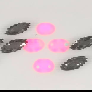 1.22 Ct Natural Pinkish Red Ruby Oval Cut Set: Weight - 1.22 Ct / Dimensions - 4.7x3.2 - 5.2x3.3 mm / 4 Pc's / Shape - Oval Cut / Color - Pinkish Red / Clarity - SI / Origin - Mozambique / Treatment - Color Enhanced by Glass Filling