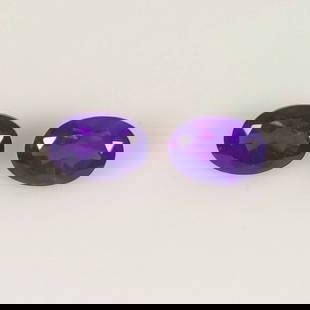 1.43 Ct Natural Purple Amethyst Oval Cut Pair: Weight - 1.43 Ct / Dimensions - 7.00 x 5.00 x 3.60 mm / 2 Pc's / Shape - Oval Cut / Color - Purple / Clarity - VVS / Origin -Brazil / Treatment - Heated