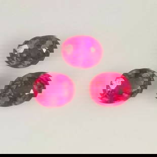 1.68 Ct Natural Pinkish Red Ruby Oval Cut Set: Weight - 1.68 Ct / Dimensions -5.1x4.3 - 5.3x4.3 mm / 3 Pc's / Shape - Oval Cut / Color - Pinkish Red / Clarity - SI / Origin - Mozambique / Treatment - Color Enhanced by Glass Filling