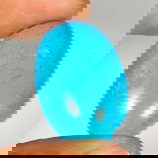 28.76 Ct Natural Blue Turquoise Oval Cab: Weight - 28.76 Ct / Dimensions - 30.00 x 20.00 x 6.70 mm / Good Color / Oval Cabochon - Ready for Jewellery Setting / Origin - Arizona / Treatment - None