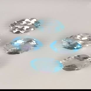 4.91 Ct Natural Blue Topaz Marquise Cut Set: Weight - 4.91 Ct / Dimensions - 10.1x5.1 - 10.1x4.9 mm / 4 Pc's / Shape - Marquise Cut / Color - Blue / Clarity - VVS / Origin - Brazil / Treatment - Irradiated