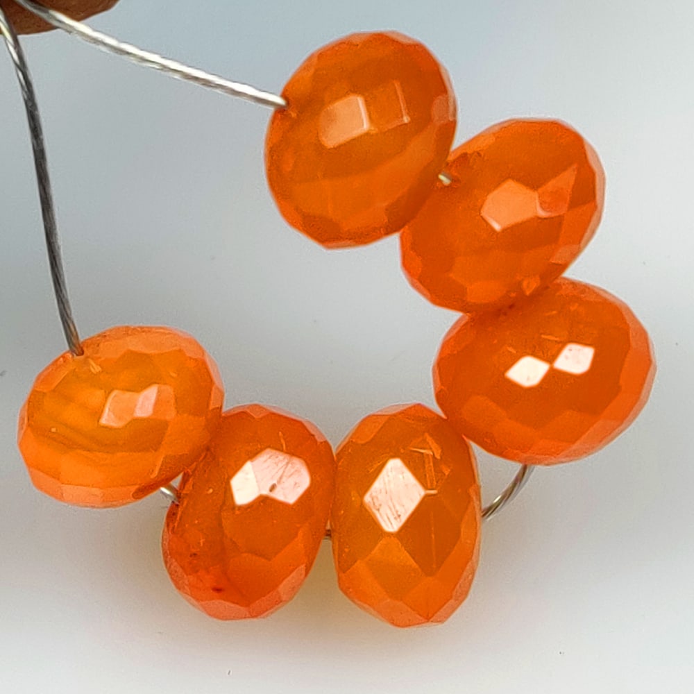 14.72 Ct Natural Orange Carnelian Round Beads: Weight - 14.72 Ct / Dimensions - 7.70 - 7.90 mm / 6 Pc's / Shape - Round Beads / Clarity - Semi - Opaque / Origin - Brazil