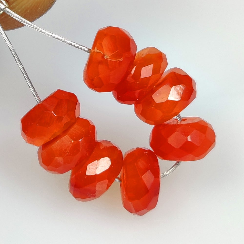 9.71 Ct Natural Orange Carnelian Round Beads: Weight - 9.71 Ct / Dimensions - 6.40 - 6.70 mm / 8 Pc's / Shape - Round Beads / Clarity - Semi - Opaque / Origin - Brazil / Treatment - none