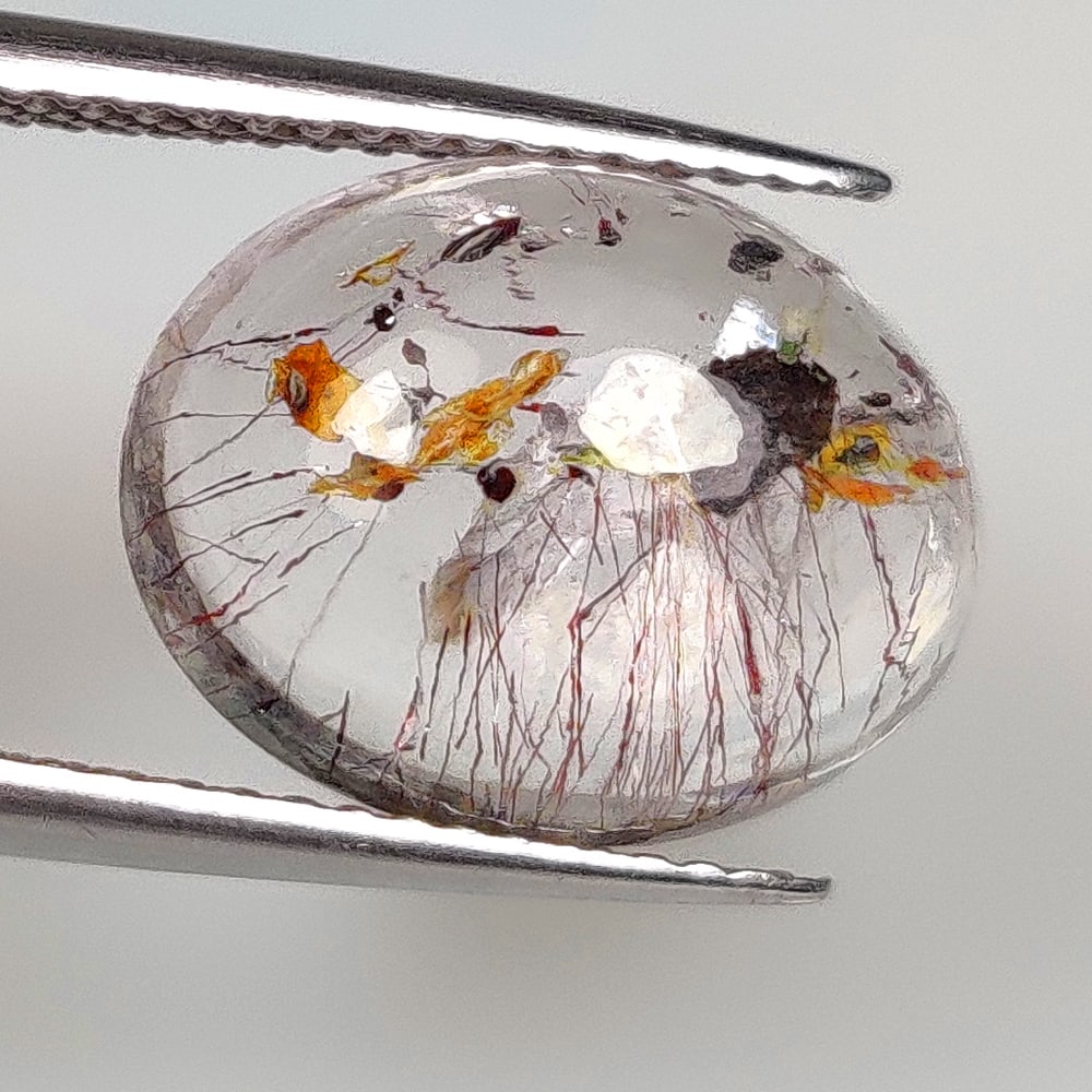 6.83 Ct Natural Rutile Quartz Oval Cab: Weight - 6.83 Ct / Dimensions - 13.60 x 10.60 x 6.50 mm / Shape & Cut - Oval Cab / Transparency - Transaprent / Origin - Norway / Comments - None