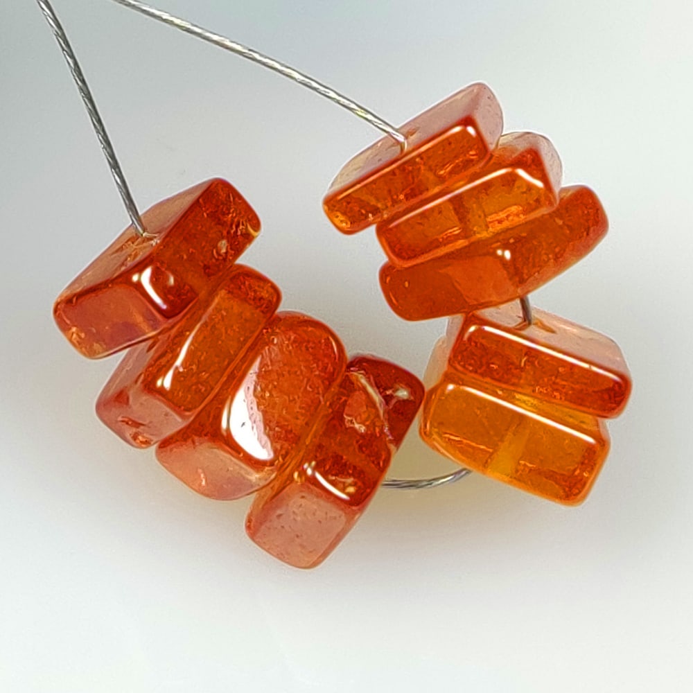 14.46 Ct Natural Orange Hessonite Garnet Square Beads: Weight - 14.46 Ct / Size - 5.80 - 6.30 mm / 9 Pc's / Shape - Square Beads / Clarity - VVS / Origin - Nigeria / Treatment - None