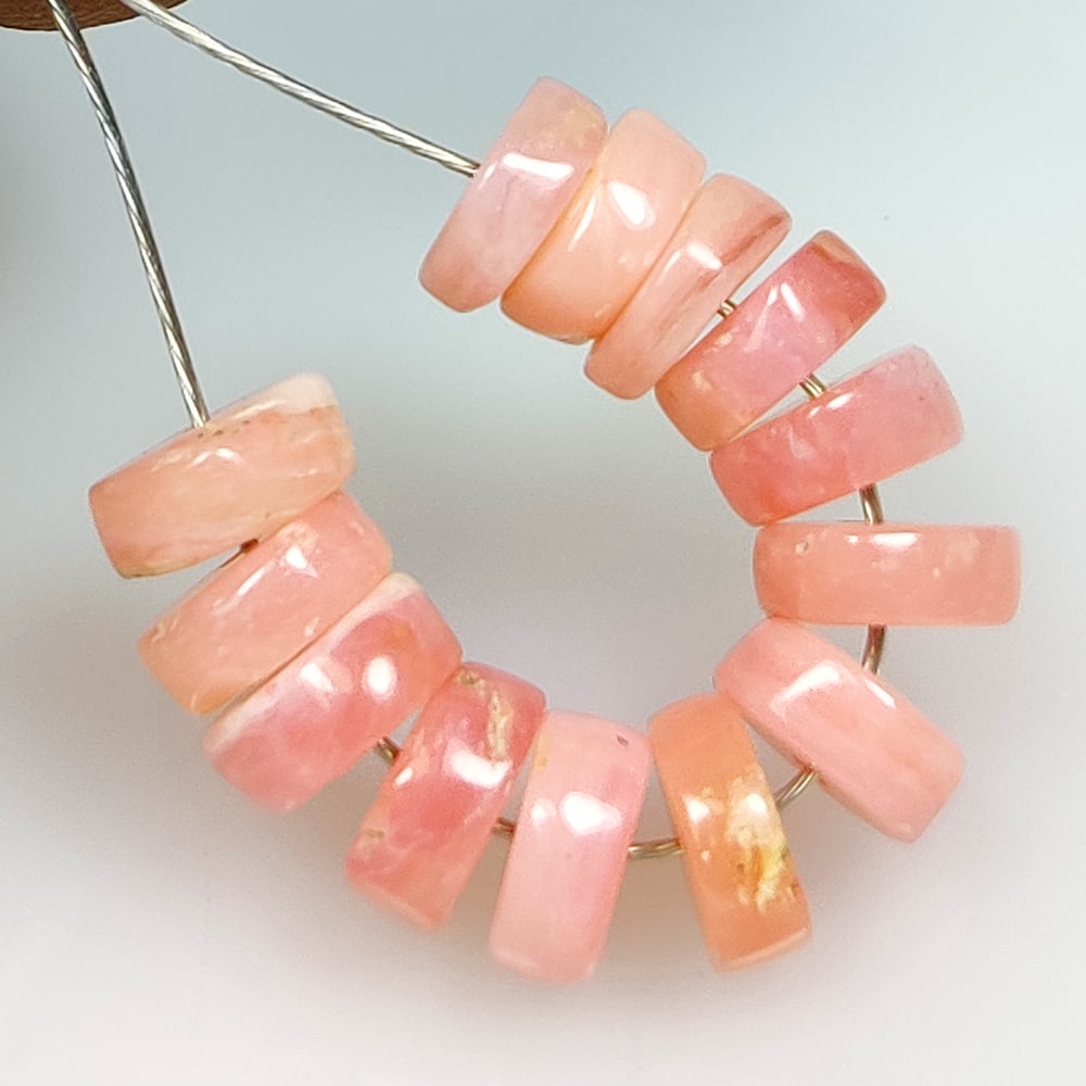 9.89 Ct Natural Pink Opal Round Beads: Weight - 9.89 Ct / Size - 6.10 - 6.70 mm / 13 Pc's / Shape - Round beads / Clarity - Opaque / Origin - Peru / Treatment - None