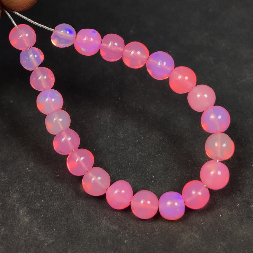 5.89 Ct Natural Pink Fire Opal 22 Round Ball Loose Beads (1 of 2)