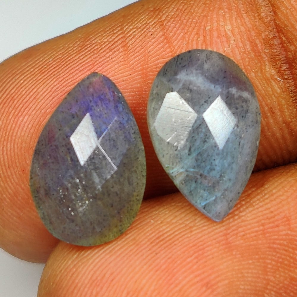 5.50 Ct Natural Blue Shaded Labradorite Pear Cut Pair: Weight - 5.50 Ct / Dimensions - 12.30 x 8.10 x 4.80 mm / 2 Pc's / Shape - Excellent Pear Cut / Clarity - Opaque / Origin - Africa / Treatment - None