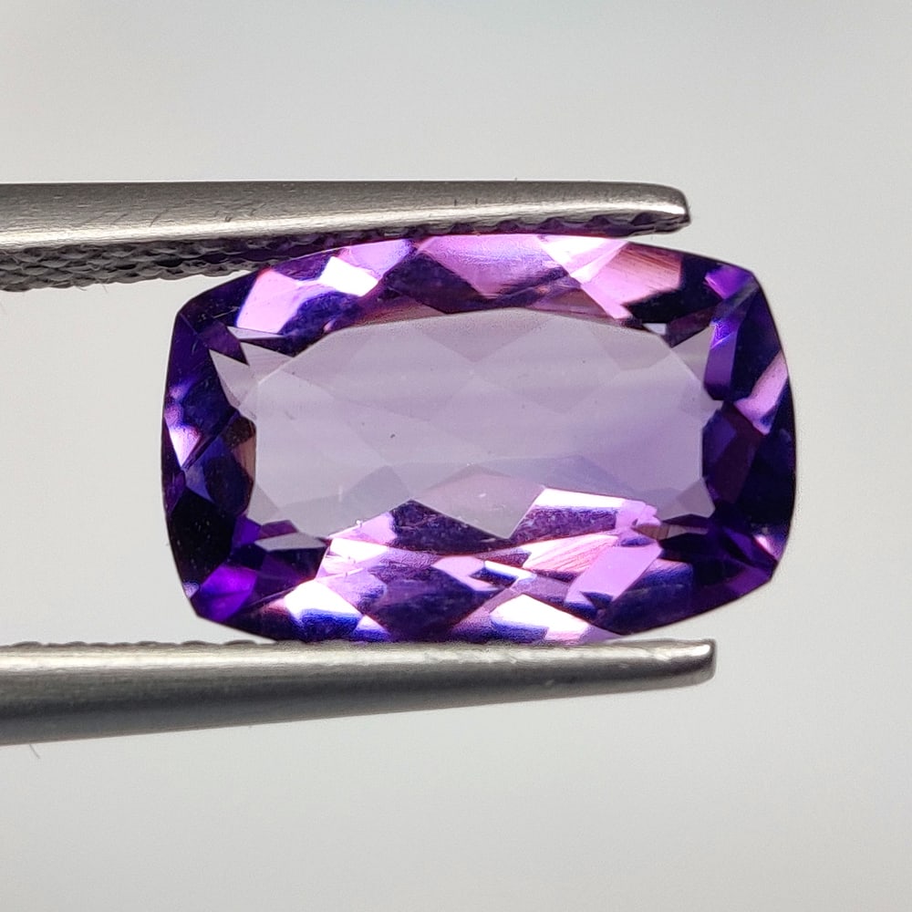 3.02 Ct Natural Purple Amethyst Cushion Cut: Weight - 3.02 Ct / Dimensions - 11.80 x 7.80 x 5.00 mm / Shape - Cushion Cut / Color - Purple / Clarity - VVS / Origin -Brazil / Treatment - Heated