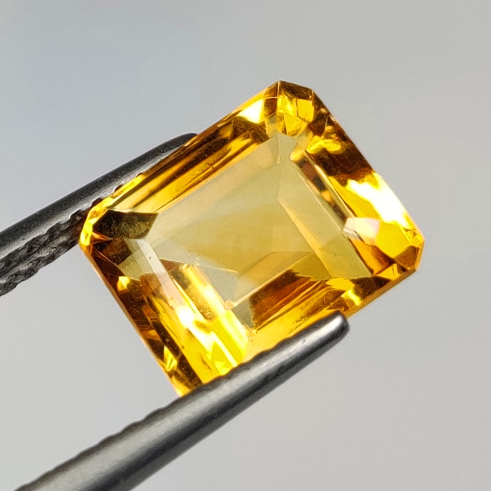 3.42 Ct Natural Yellow Citrine Octagon Cut: Weight - 3.42 Ct / Size - 9.40 x 7.80 x 6.00 mm / Shape - Octagon Cut / Color - Yellow / Clarity - VVS / Origin - Brazil / Treatment - Heated