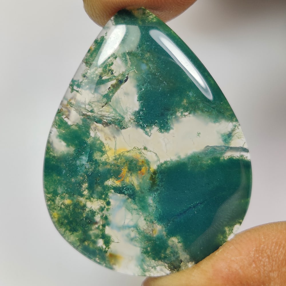 22.30 Ct Natural Moss Agate Pear Cab (1 of 2)