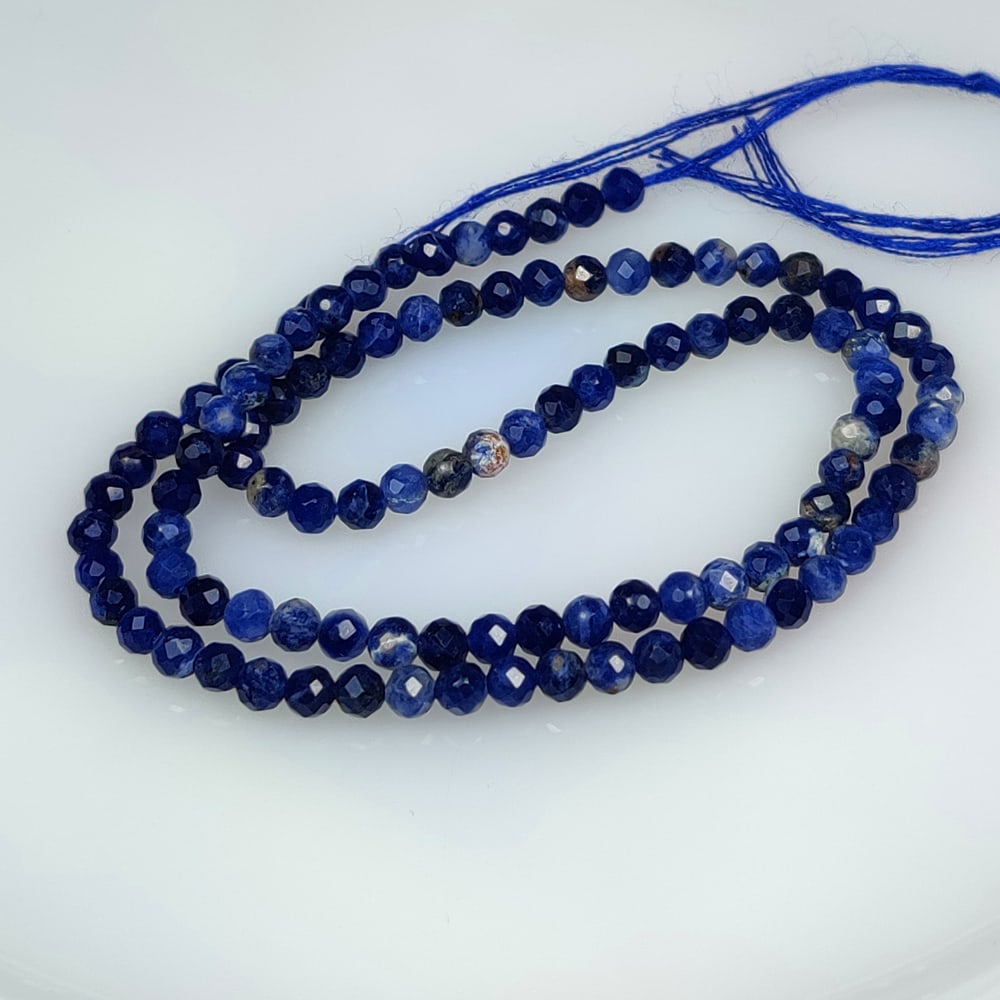 19.78 Ct Natural Blue Sodalite Round Cut Beads: Weight - 19.78 Ct / Size - 3.10 - 3.50 mm / 103 Pc's / Shape - Round Cut beads / Clarity - Opaque / Origin - Russia / Treatment - None