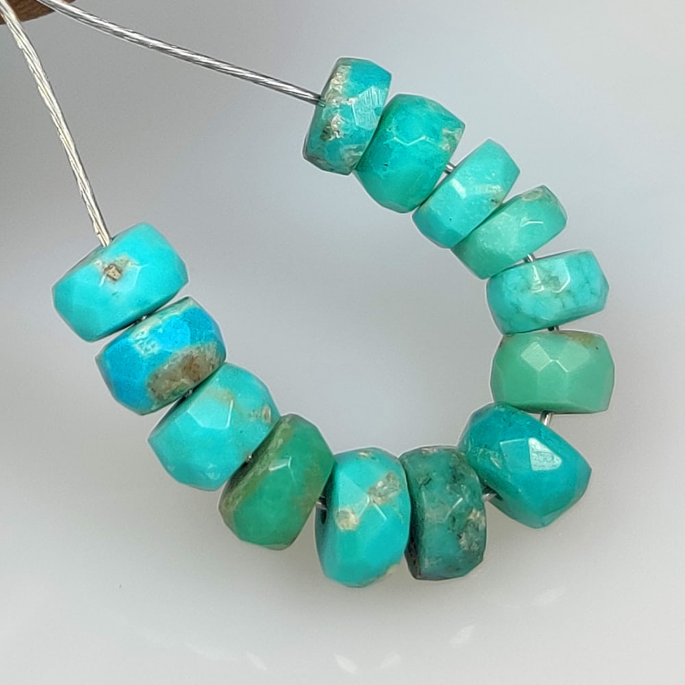 6.32 Ct Natural Blue Turquoise Round Beads: Weight - 6.32 Ct / Size - 4.30 - 4.90 mm / 13 Pc's / Good Color / Round Beads - Ready for Jewellery Setting / Origin - Arizona / Treatment - None
