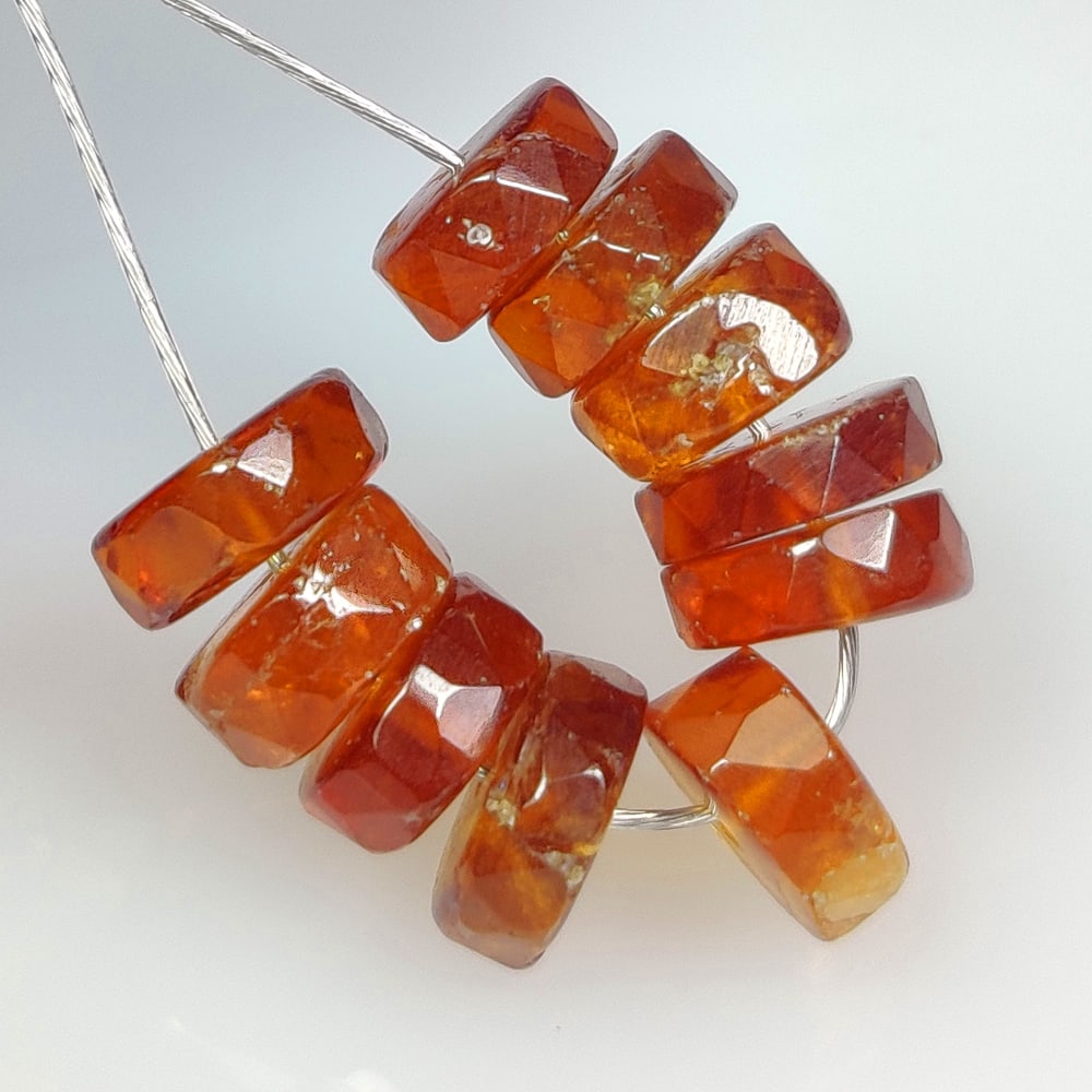 13.67 Ct Natural Orange Hessonite Garnet Round Beads (1 of 2)