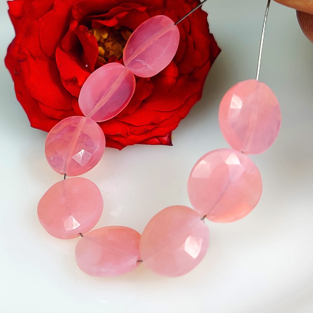 19.23 Ct Natural Pink Opal 4" Round Beads: weight - 19.23 Ct / Dimensions - 9.80 - 10.10 mm / 8 Pc's / 4" inches / Shape - Excellent Round Beads / Origin - Peru / Treatment - None