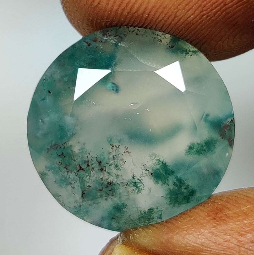 14.95 Ct Natural Moss Agate Round Cut (1 of 2)
