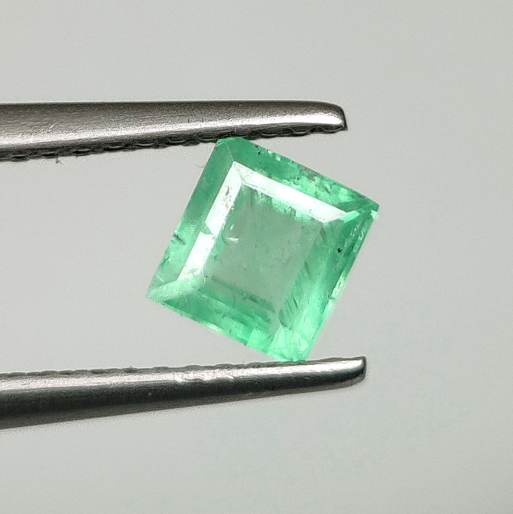 0.64 Ct Natural Zambian Green Emerald Square Cut (1 of 2)