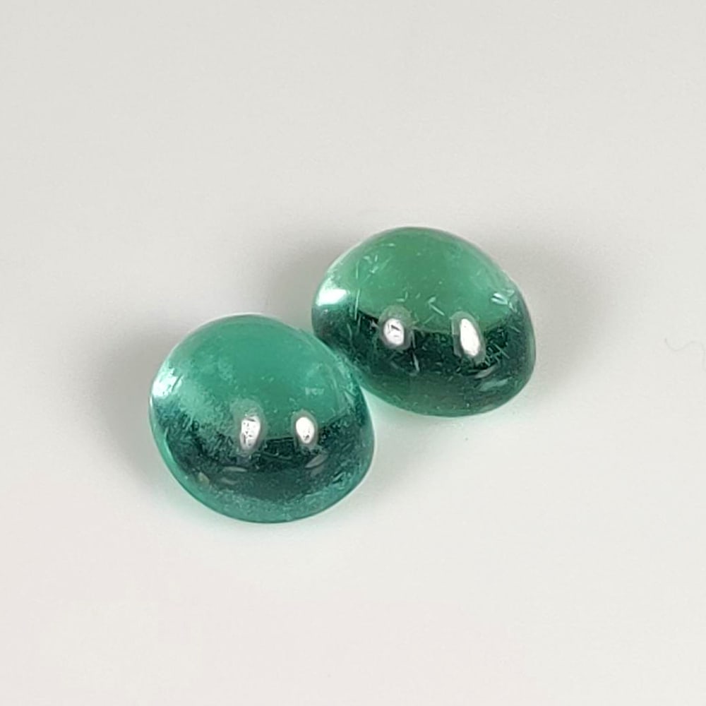 2.51 Ct Natural Apatite Oval Cab Pair: Weight - 2.51 Ct / Dimensions - 6.70 x 5.50 x 3.80 mm / 2 Pc's / Top Class Quality / Oval Cab / Origin - Brazil / Treatment - None