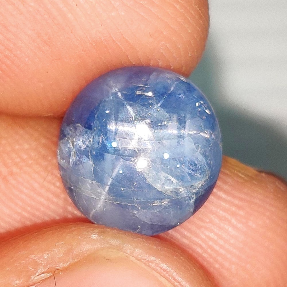 6.00 Ct Natural Blue Star Sapphire Round Cab: Weight - 6.00 Ct / Dimensions - 10.00 x 9.50 x 5.60 mm / Shape - Round Cab / Clarity - Opaque / Origin - India / Treatment - None