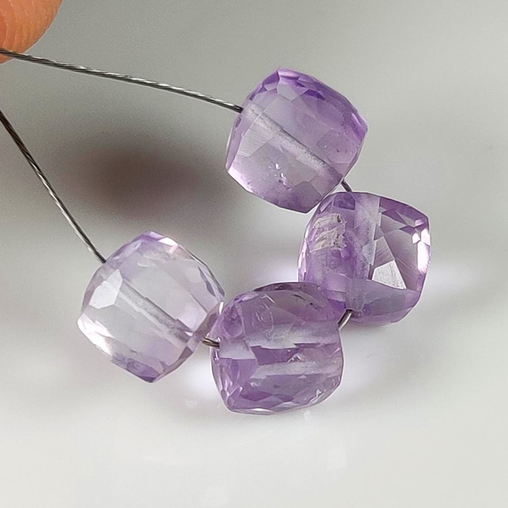 8.78 Ct Natural Purple Amethyst Square Cut Beads: Weight - 8.78 Ct / Dimensions - 6.1x6.1 - 6.4x6.4 mm / 4 Pc's / Shape - Square Cut Beads / Color - Green / Clarity - VVS / Origin - Brazil / Treatment - Heated
