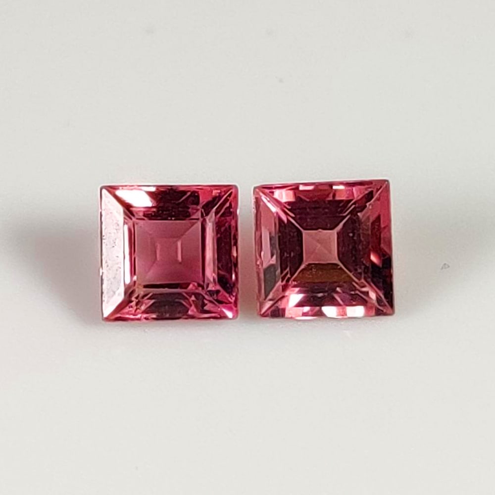 1.03 Ct Natural Pink Tourmaline Square Cut Pair (1 of 2)
