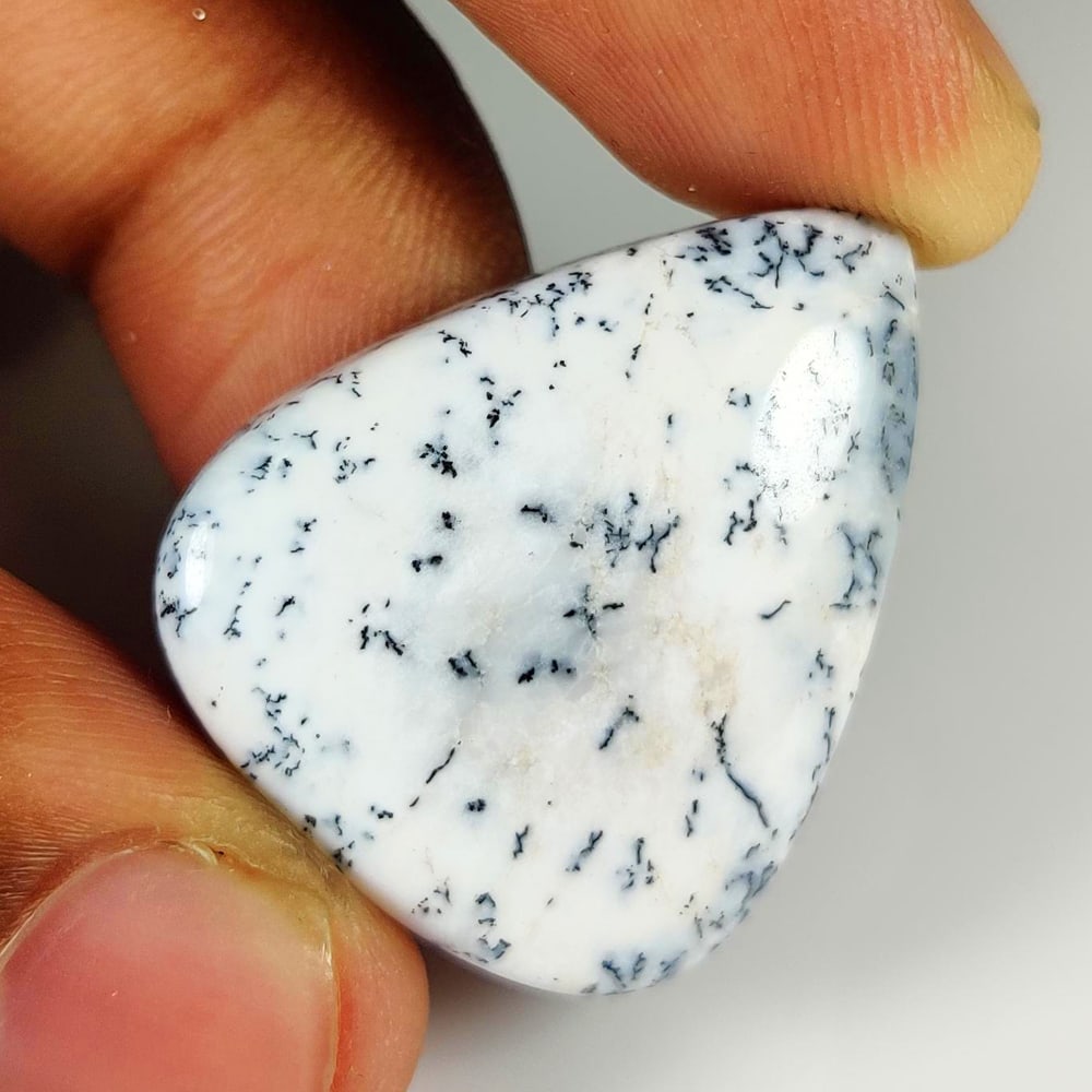 32.16 Ct Natural Dendrite Opal Pear Cab (1 of 2)