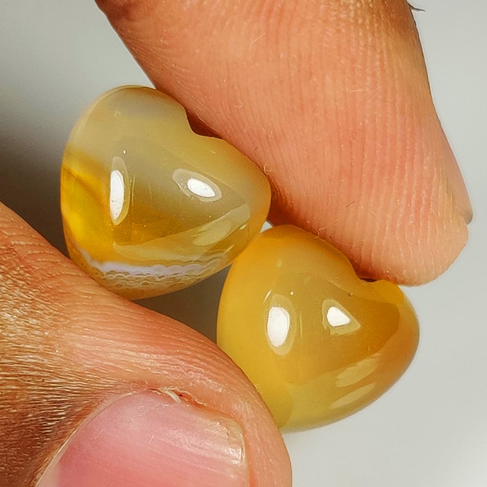 14.00 Ct Natural Dendrite Agate Heart Cab Pair (1 of 3)