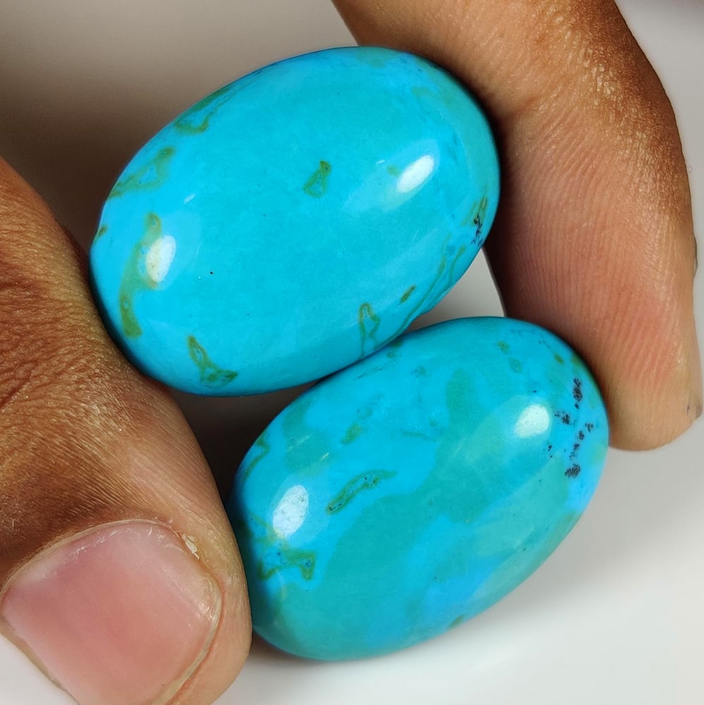 60.00 Ct Natural Blue Turquoise Oval Cab Pair (1 of 3)