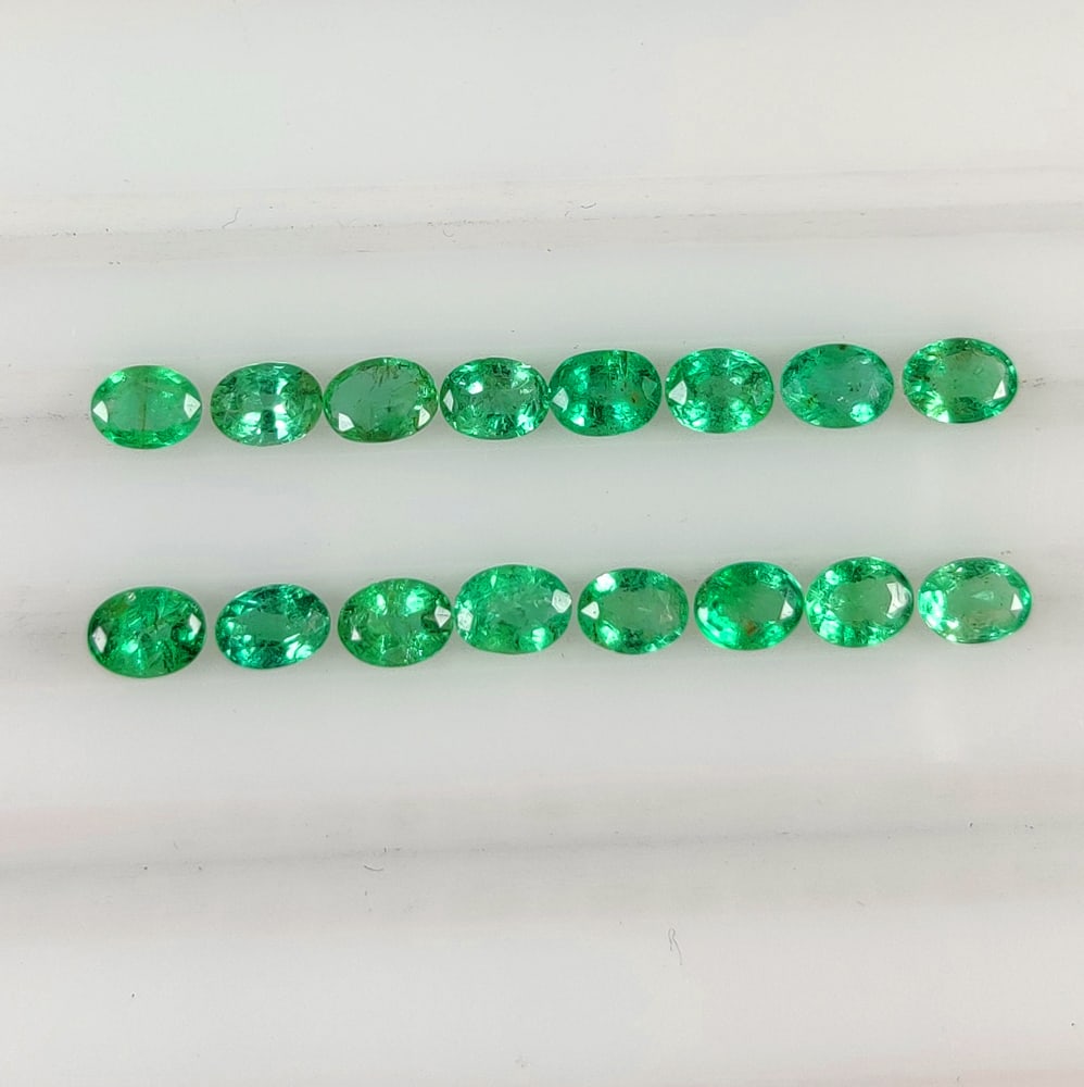 2.74 Ct Natural Zambian Emerald Oval Cut Set (1 of 2)