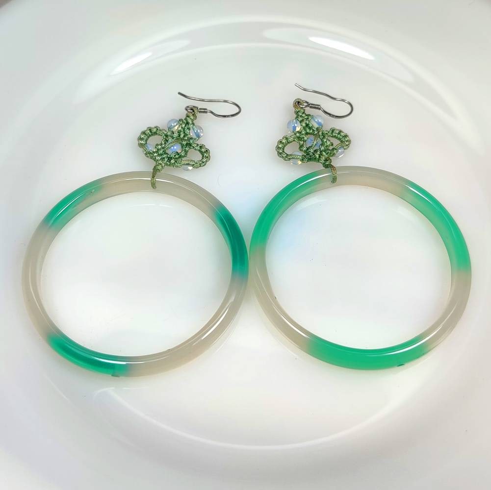 74.69 Ct Natural Bi-Color Onyx #Attractive Earing Set-Ready To Wear (1 of 4)