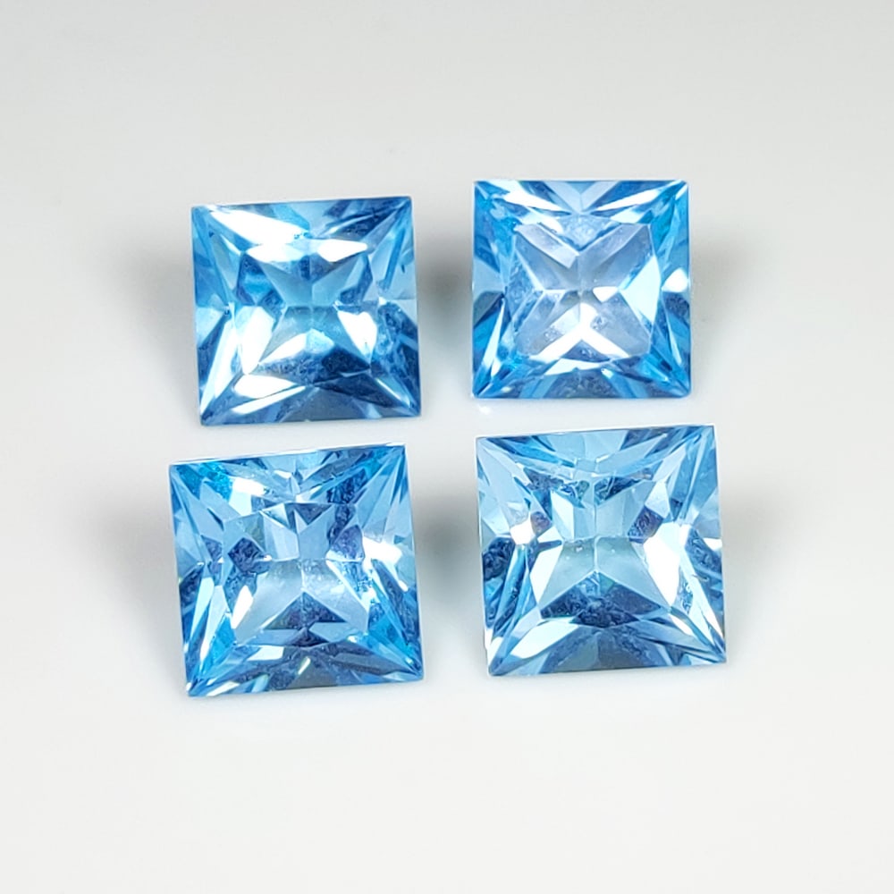 17.73 Ct Natural Blue Topaz Square Cut Set (1 of 2)