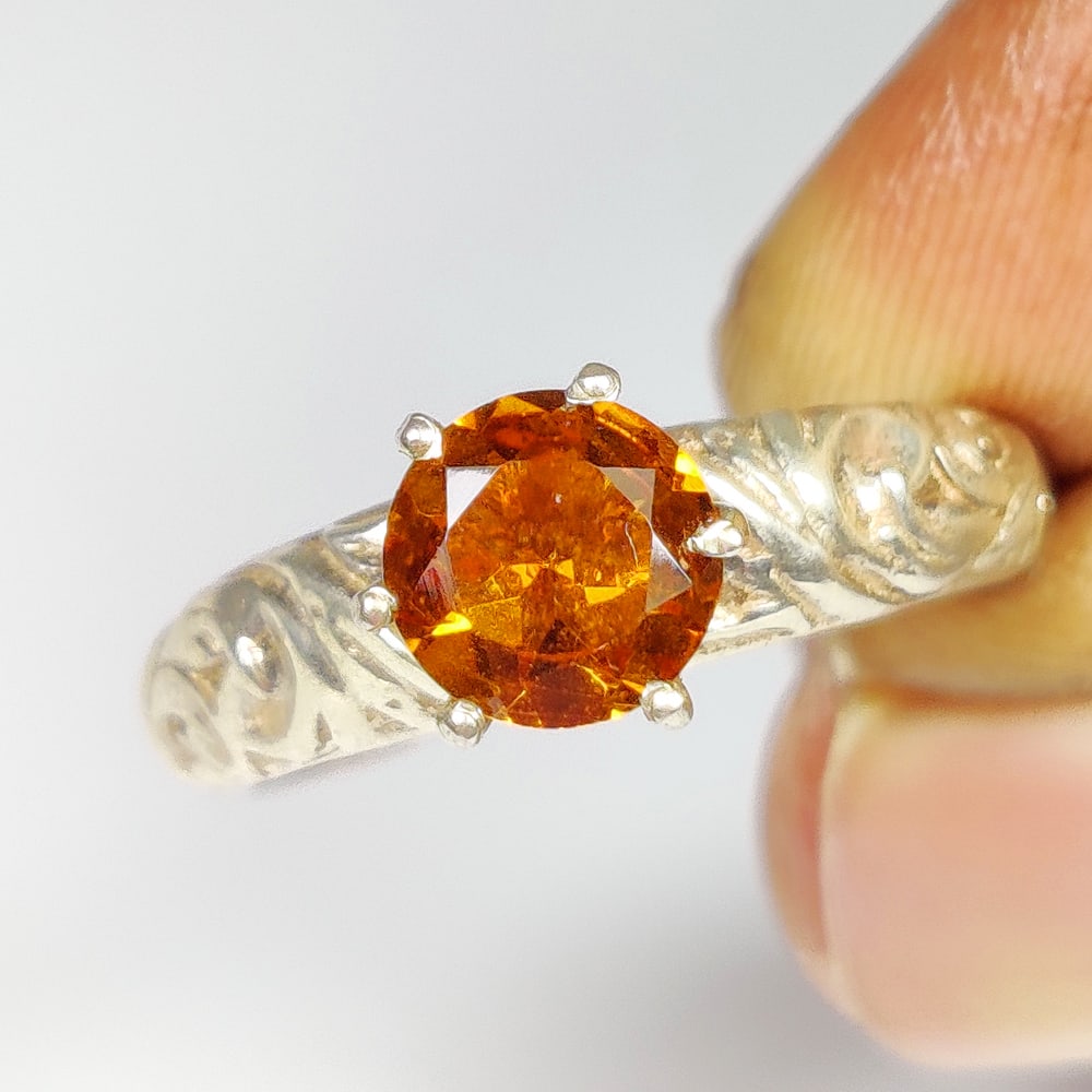 4.86 g 925 Silver Ring With Natural Citrine,CZ: Weight - 4.86 g / USA Ring Size : 9 / Stone : Natural Citrine / Stones - 1 Pcs / Stone Color - Yellow / Shape : Round Cut / Material - 925 Seales Silver with rhodium polish