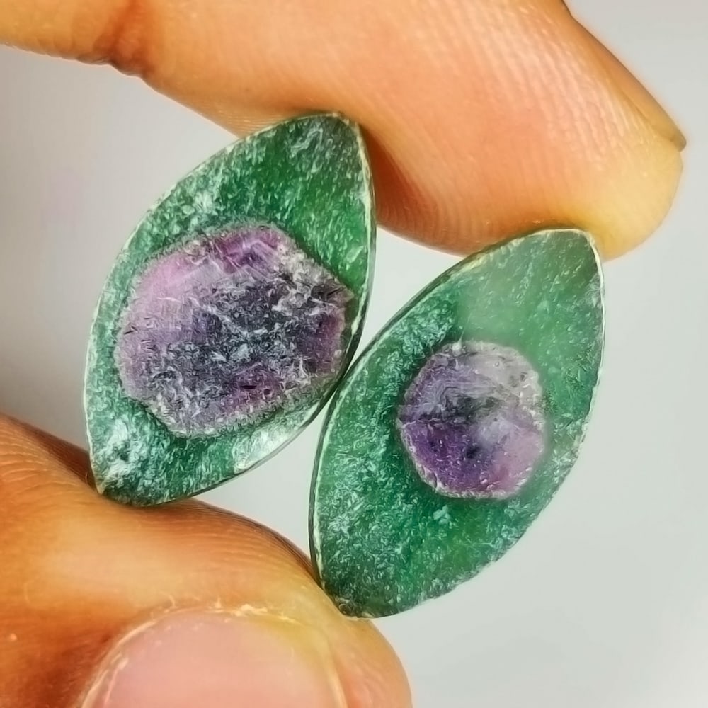 12.37 Ct Natural Ruby Fuchsite Marquise Cab Pair (1 of 2)