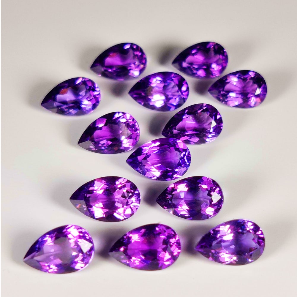 16.53 Ct Natural Purple Amethyst Pear Cut Set (1 of 3)