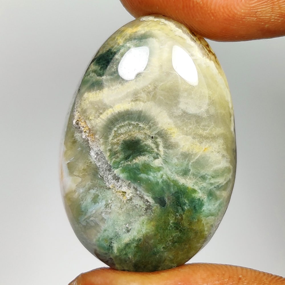 26.50 Ct Natural Moss Agate Pear Cab (1 of 2)