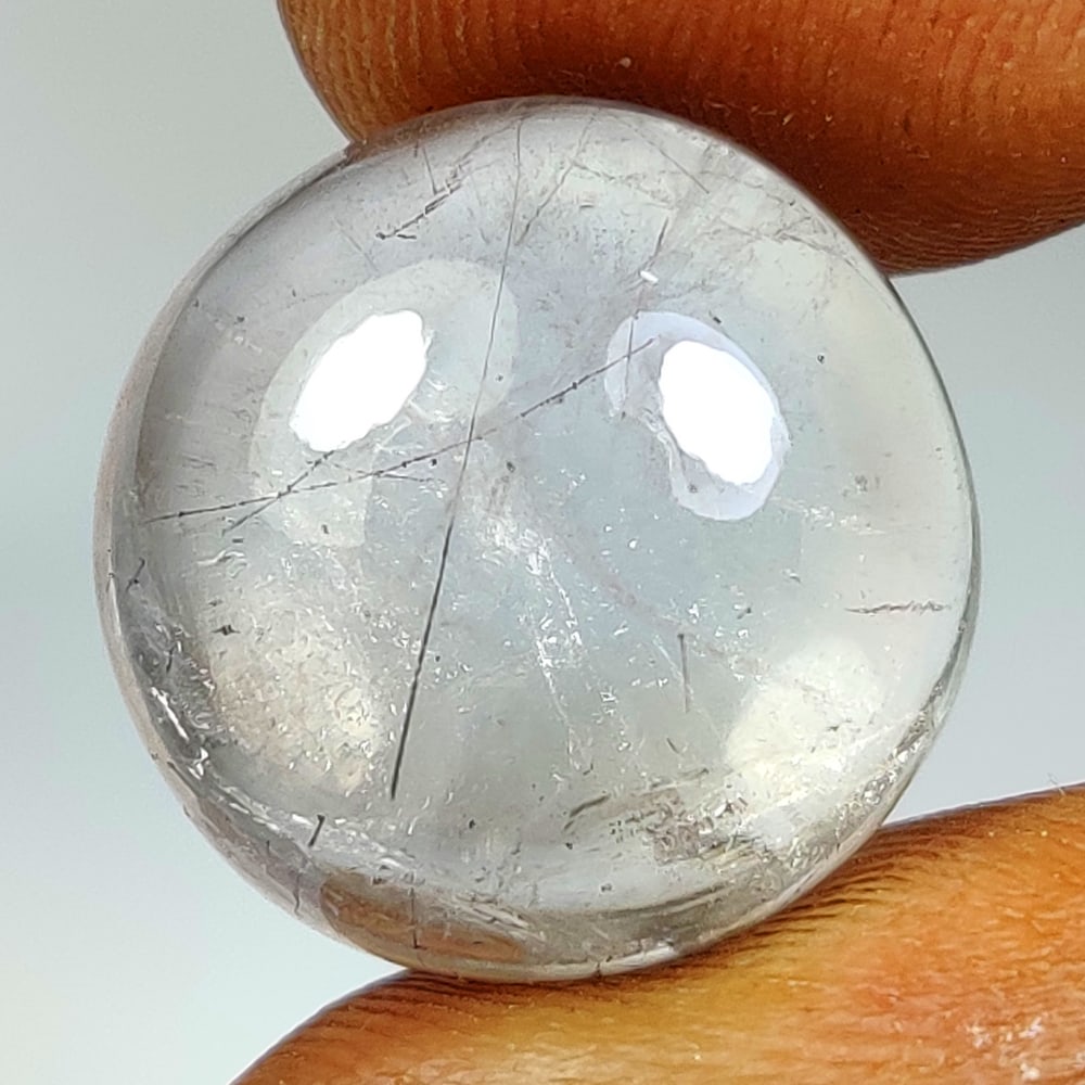 14.01 Ct Natural Rutile Quartz Round Cab: Weight - 14.01 Ct / Size - 15.20 x 15.00 x 8.30 mm / Shape - Round Cab / Clarity - Transaprent / Origin - Norway / Treatment - None