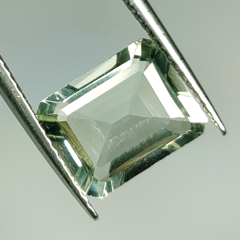 2.71 Ct Natural Green Amethyst Octagon Cut: Weight - 2.71 Ct / Size - 10.00 x 7.90 x 4.70 mm / Shape - Octagon Cut / Color - Green / Clarity - VVS / Origin - Brazil / Treatment - Heated
