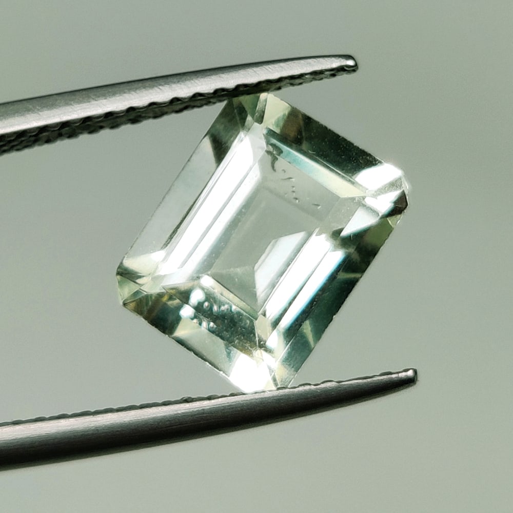 3.00 Ct Natural Green Amethyst Octagon Cut: Weight - 3.00 Ct / Size - 10.00 x 8.00 x 5.50 mm / Shape - Octagon Cut / Color - Green / Clarity - VVS / Origin - Brazil / Treatment - Heated
