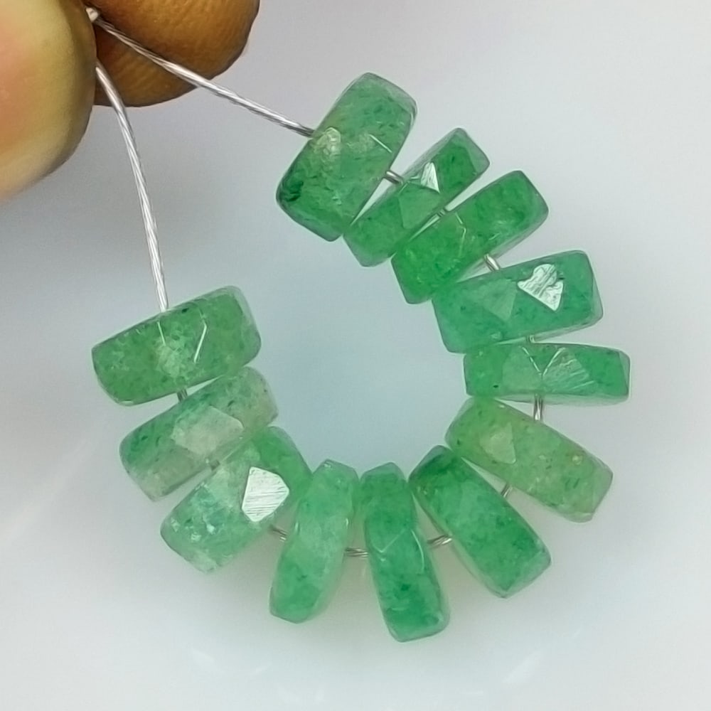 15.45 Ct Natural Aventurine Round Cut Beads: Weight - 15.45 Ct / Dimensions - 6.70 - 7.60 mm / 12 Pc's / Shape - Round Beads / Color - Green / Clarity - Transparent / Origin - Brazil / Treatment - None
