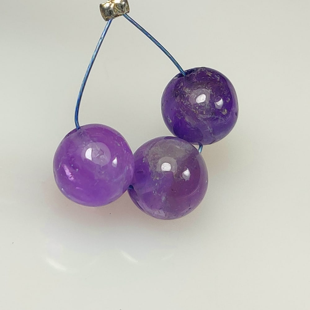 8.38 Ct Natural Purple Amethyst 3 Round Ball Loose Beads: Weight - 8.38 Ct / Dimensions - 7.20 - 7.60 mm / 3 Pc's / Shape - Round Beads / Color - Purple / Origin - Brazil / Treatment - None